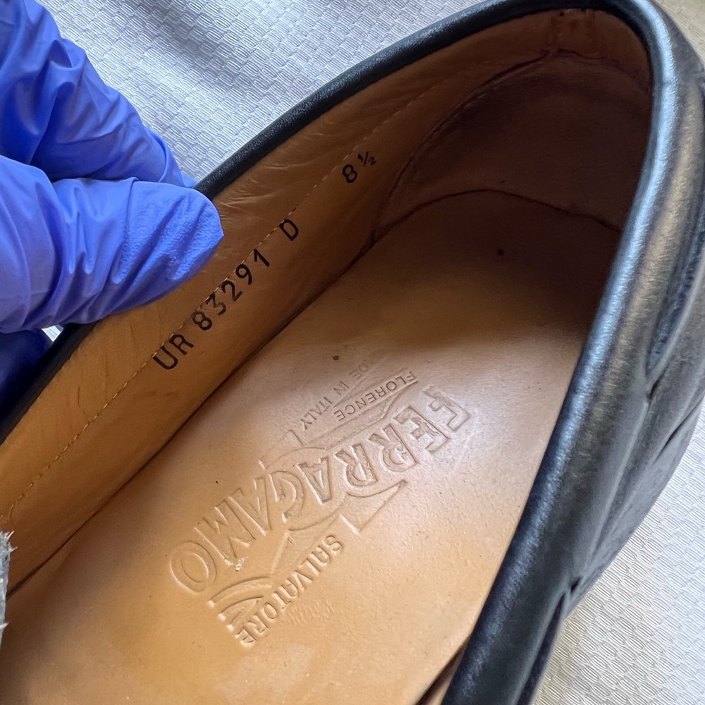 Salvatore Ferragamo Black Leather Slip-On Loafers - Picture 11 of 15